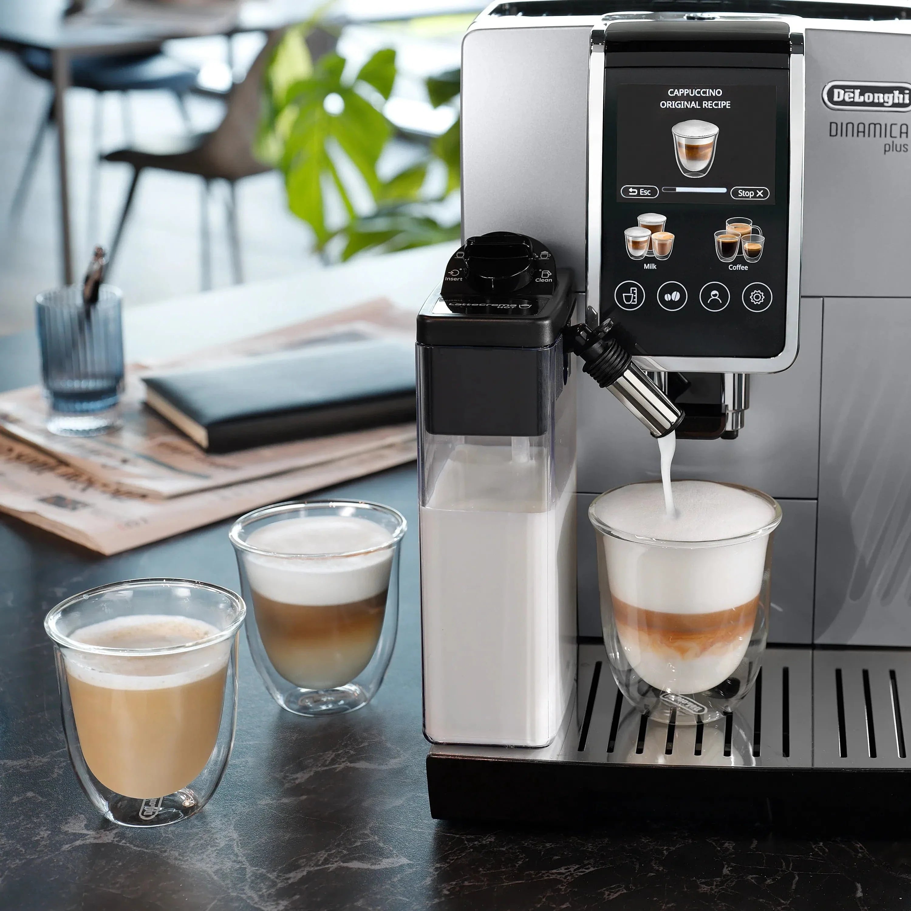 DeLonghi Dinamica Plus Super Automatic Espresso & Coffee Machine ECAM38085SB (Silver)