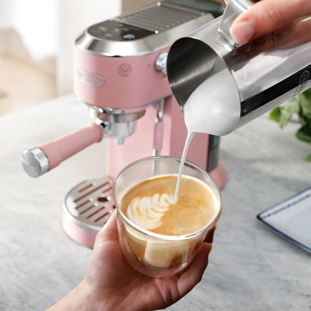 DeLonghi Dedica Duo Espresso Machine with Cold Brew EC890PK (Rosé)
