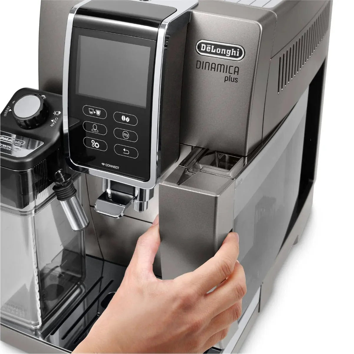 DeLonghi Dinamica PLUS Lattecrema, Super Automatic Espresso & Cappuccino Machine ECAM37095TI (Titanium)