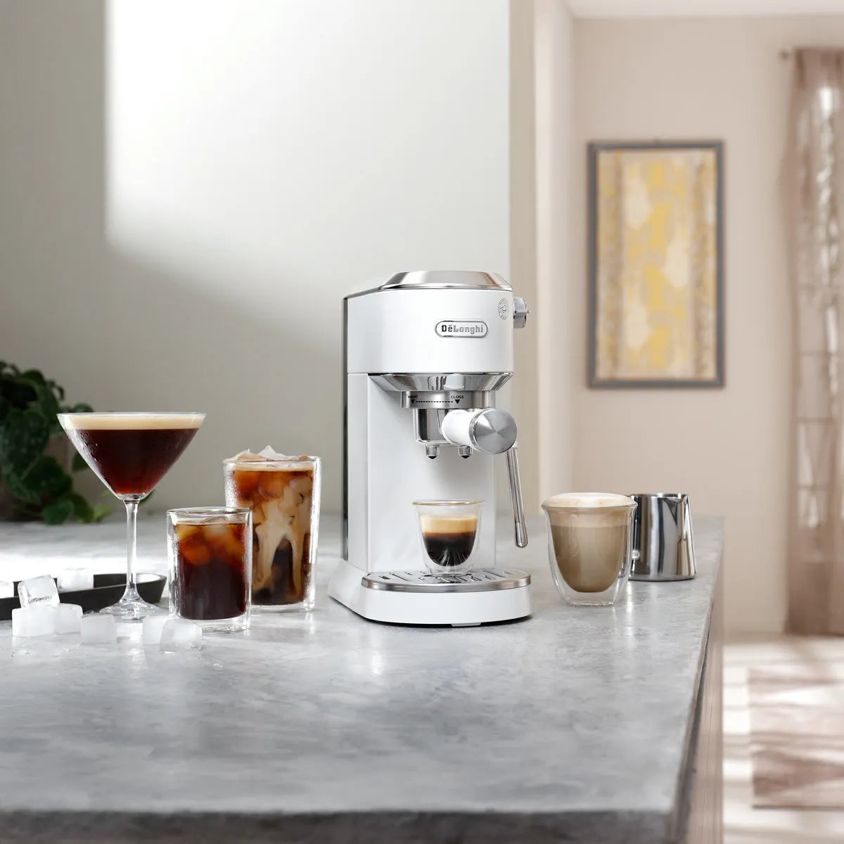 DeLonghi Dedica Duo Espresso Machine with Cold Brew EC890WI (Vanilla)