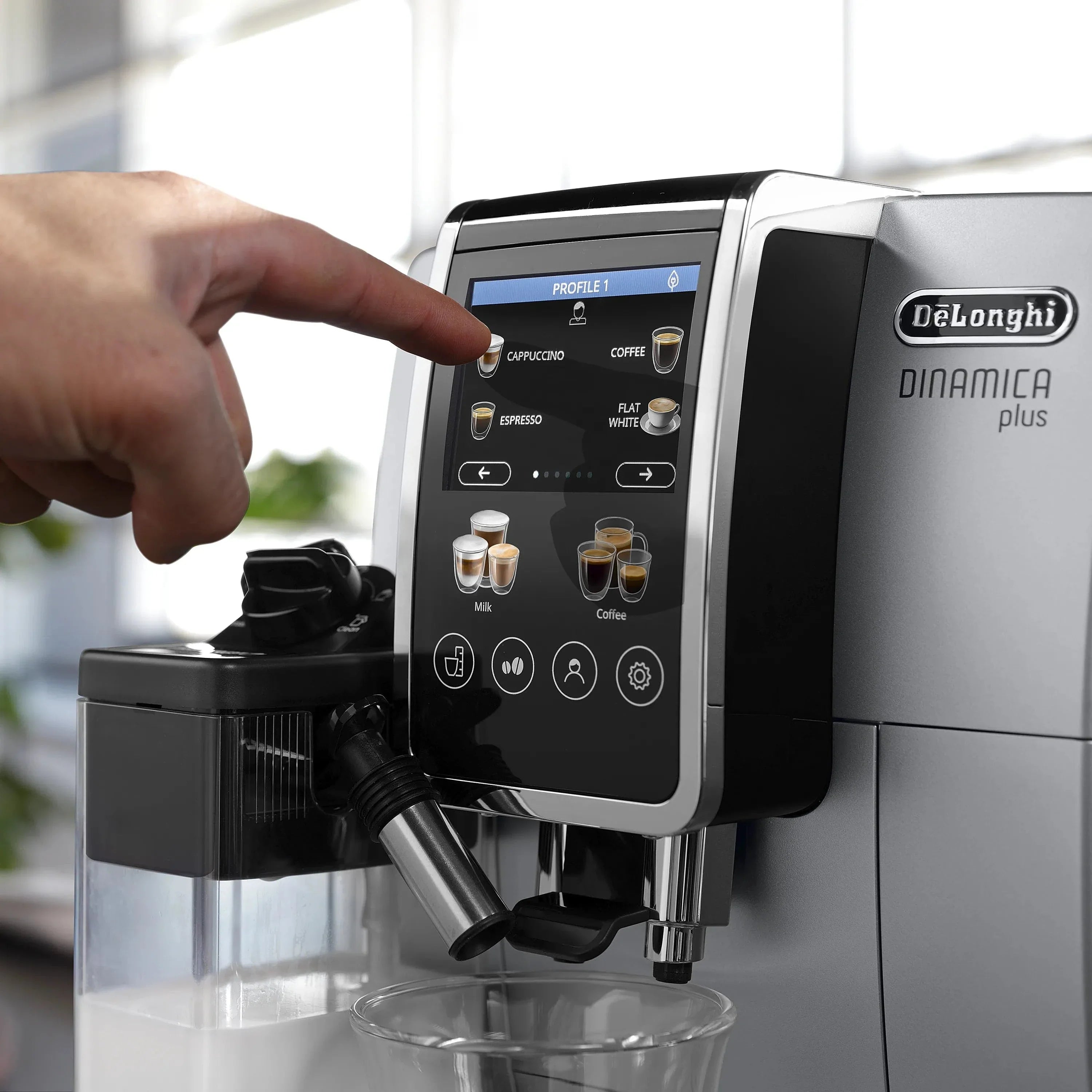 DeLonghi Dinamica Plus Super Automatic Espresso & Coffee Machine ECAM38085SB (Silver)