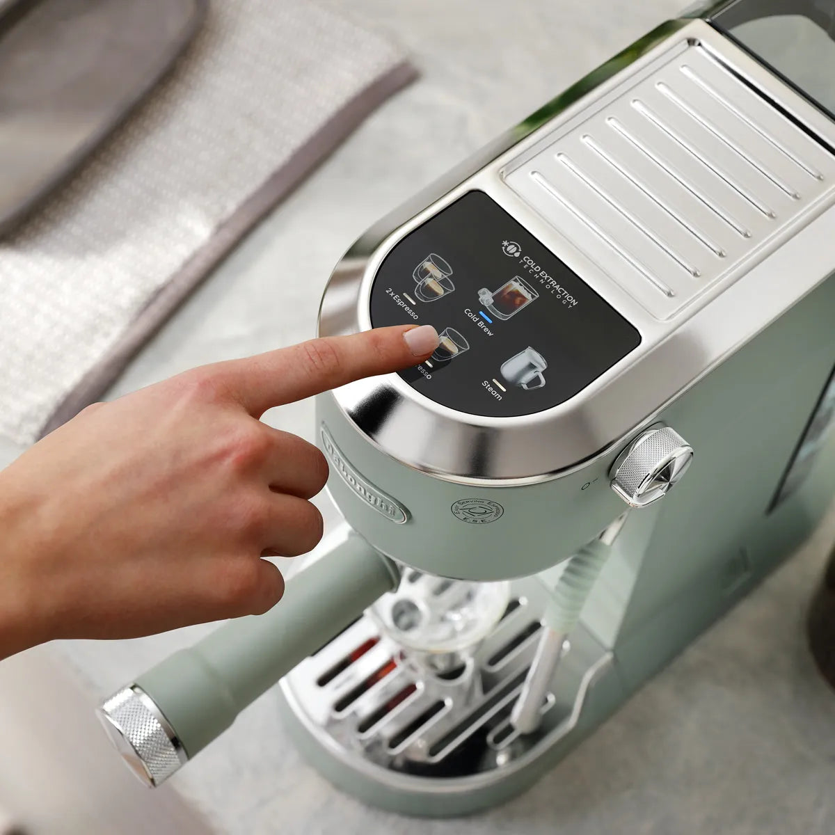 DeLonghi Dedica Duo Espresso Machine with Cold Brew EC890GR (Pistachio)