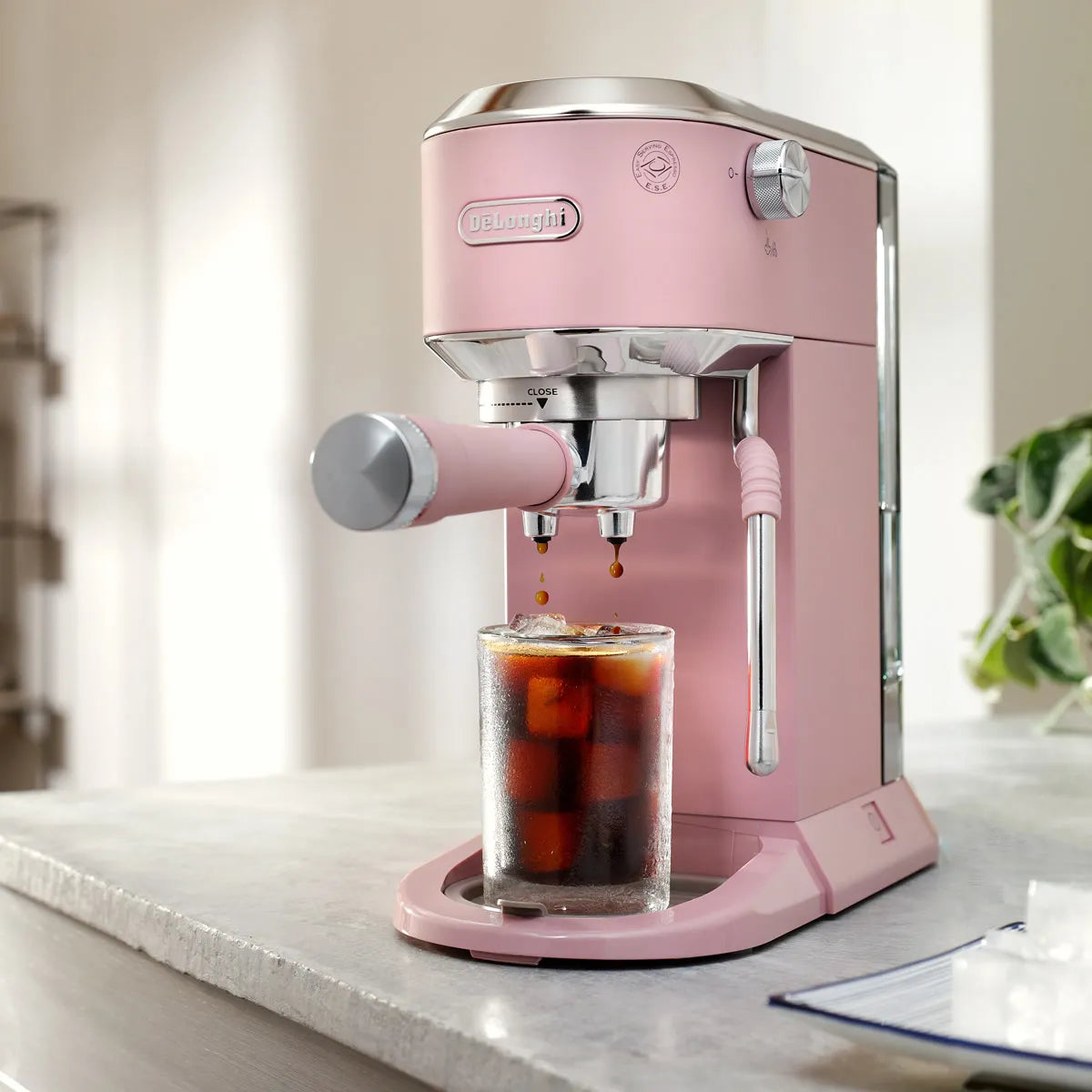 DeLonghi Dedica Duo Espresso Machine with Cold Brew EC890PK (Rosé)