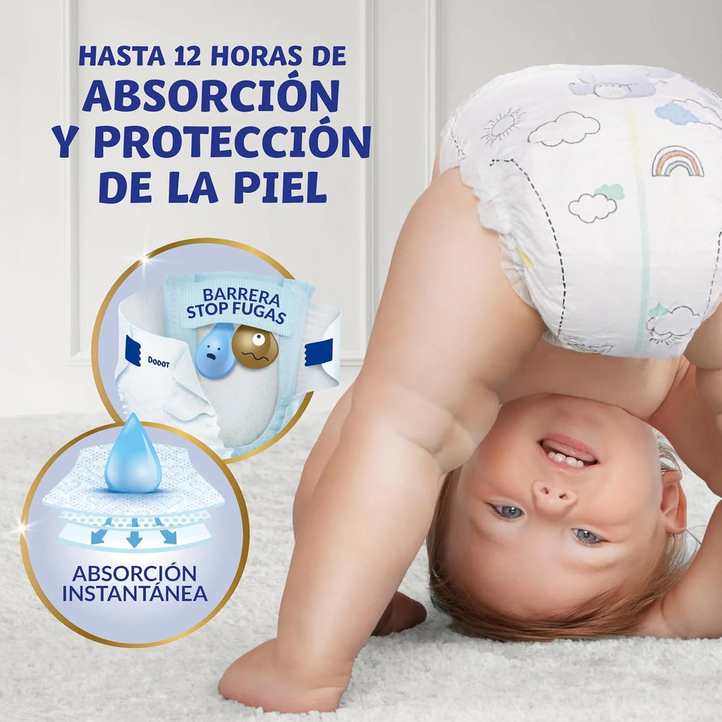 Dodot Pañales Bebé Sensitive, Talla 5 (11-16 kg), 168 Pañales + 4 Pants de Regalo, Hasta 12 h De Protección Antifugas y Cuidado de la Piel, Pack Mensual