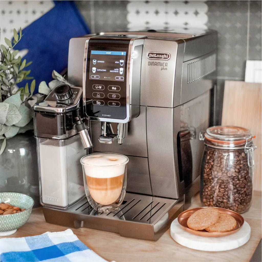 DeLonghi Dinamica PLUS Lattecrema, Super Automatic Espresso & Cappuccino Machine ECAM37095TI (Titanium)