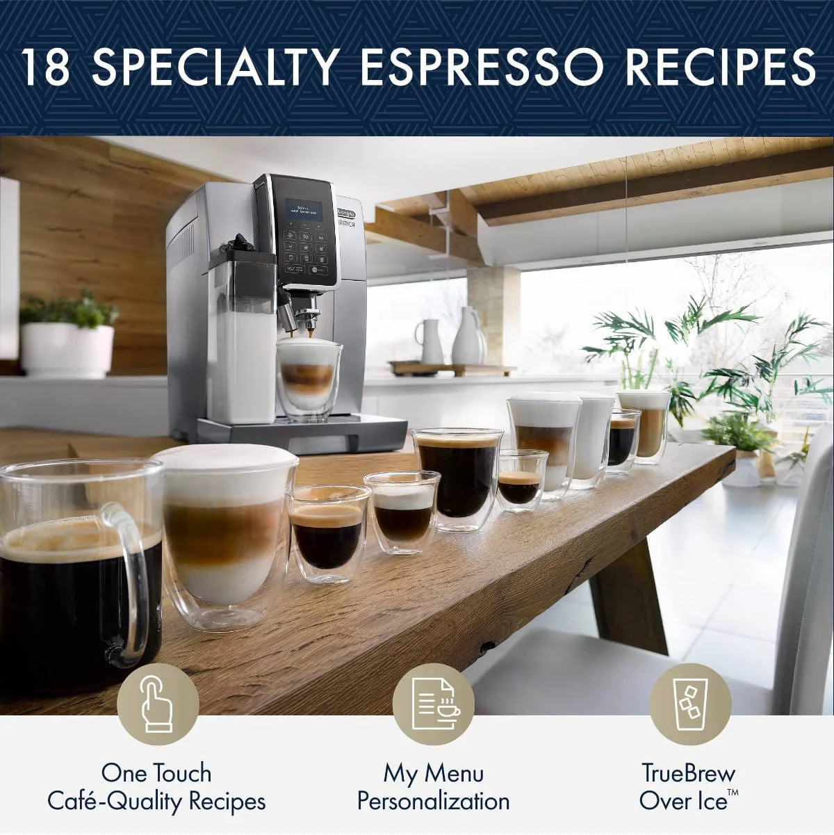 DeLonghi Dinamica LatteCrema Super Automatic Espresso & Cappuccino Machine ECAM35075SI (Silver)