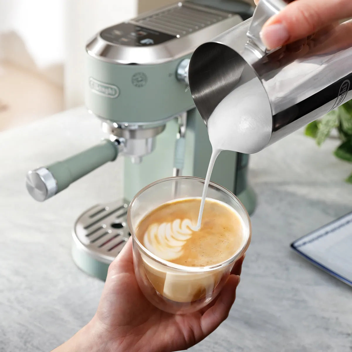 DeLonghi Dedica Duo Espresso Machine with Cold Brew EC890GR (Pistachio)