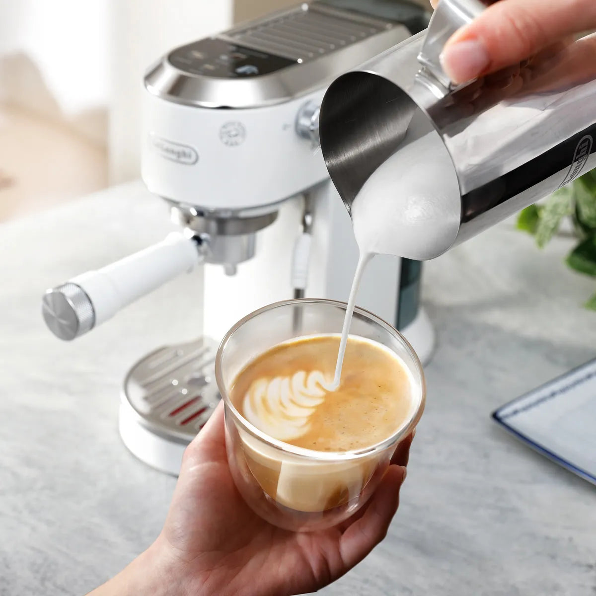 DeLonghi Dedica Duo Espresso Machine with Cold Brew EC890WI (Vanilla)
