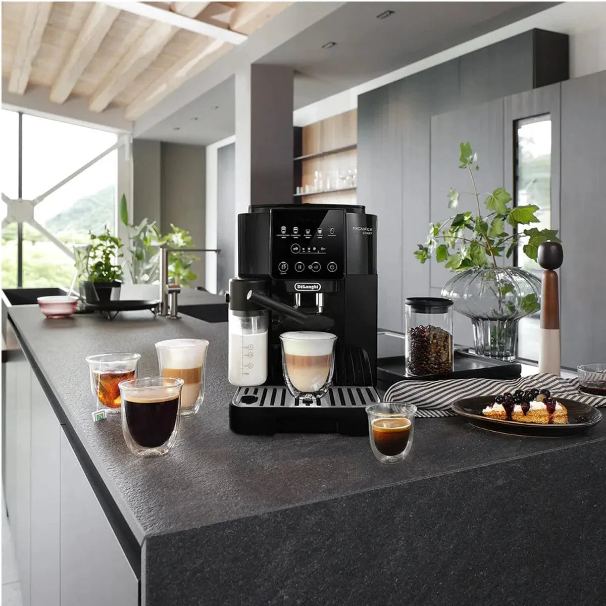 DeLonghi Magnifica Start Super Automatic Espresso Machine with LatteCrema System ECAM22080B (Black)